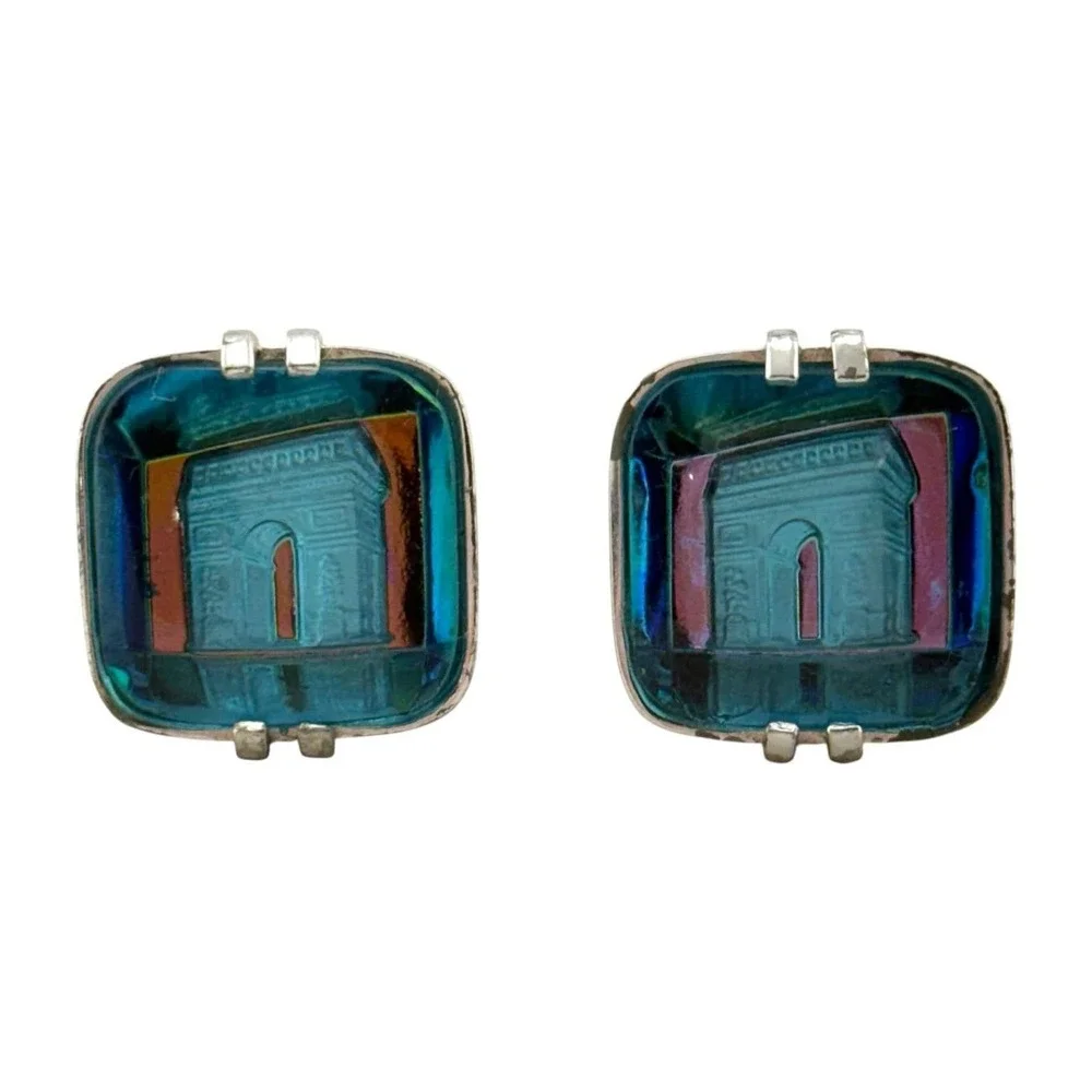 Swank Arc de Triomphe Cufflinks Bavarian Crystal Arts of the World Vintage